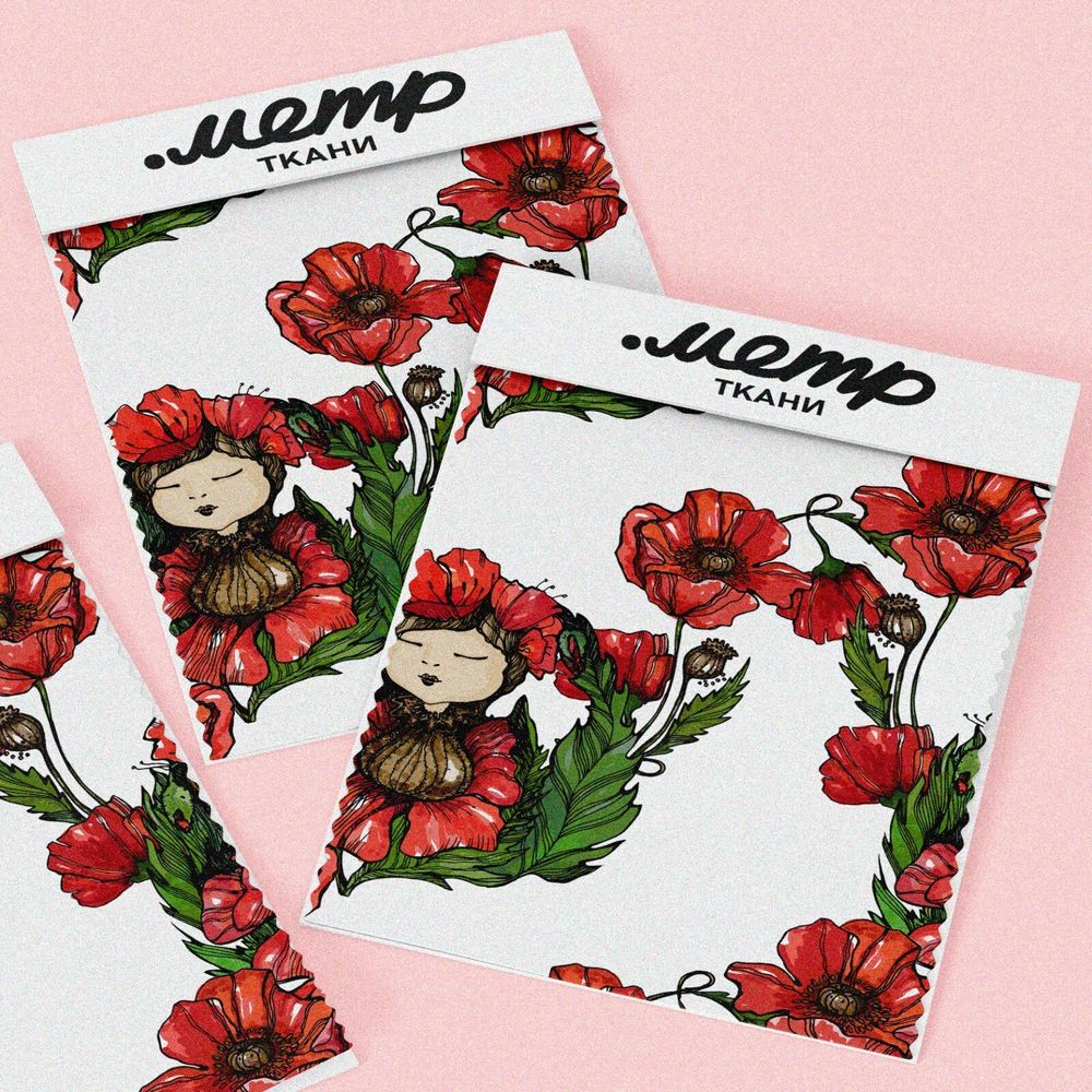 Ткань поплин девочка в маках