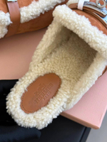 Мюли Hermes Go Mule женские замшевые с мехом в коричневом цвете