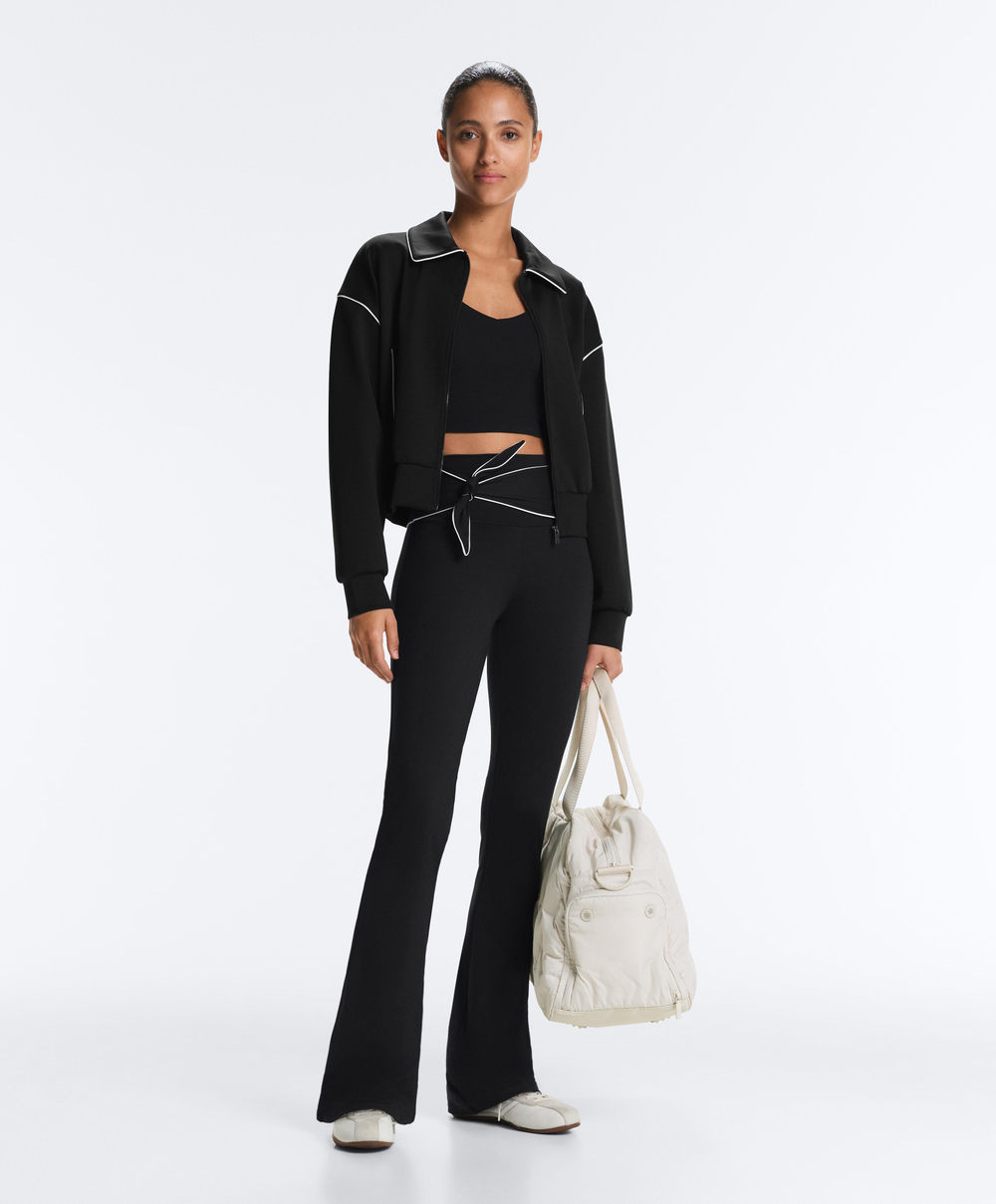 OYSHO Расклешенные брюки Comfortlux с высокой посадкой и бантом, черный