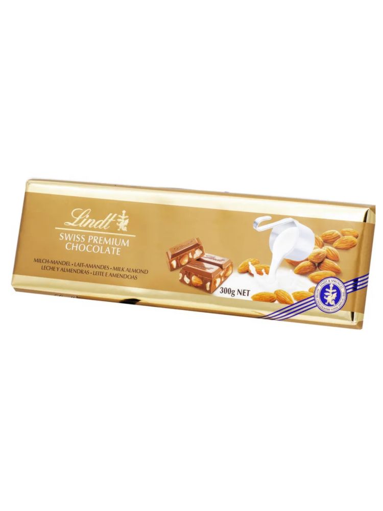 Молочный шоколад Lindt с миндалем 300 г x 2 шт