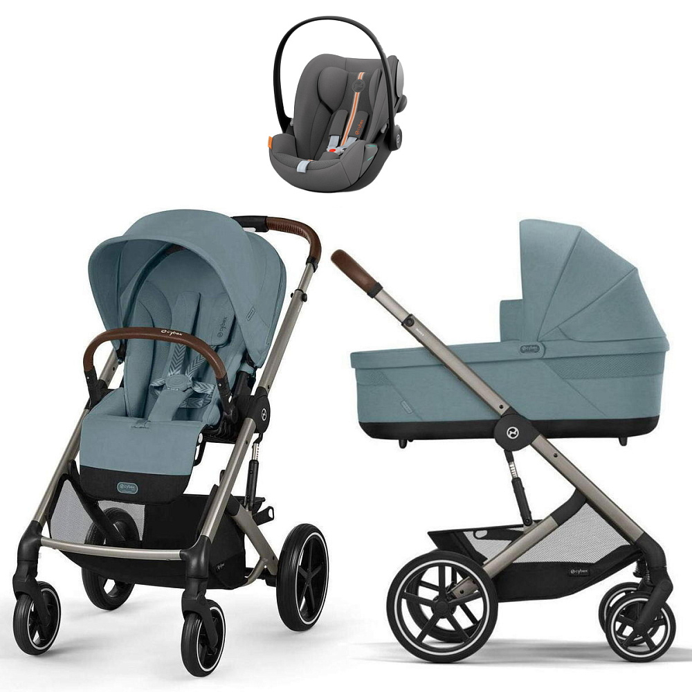Коляска Cybex Balios S Lux TPE complete Cloud G Lava Grey Plus Base G 4 в 1 Stormy Blue с дождевиками