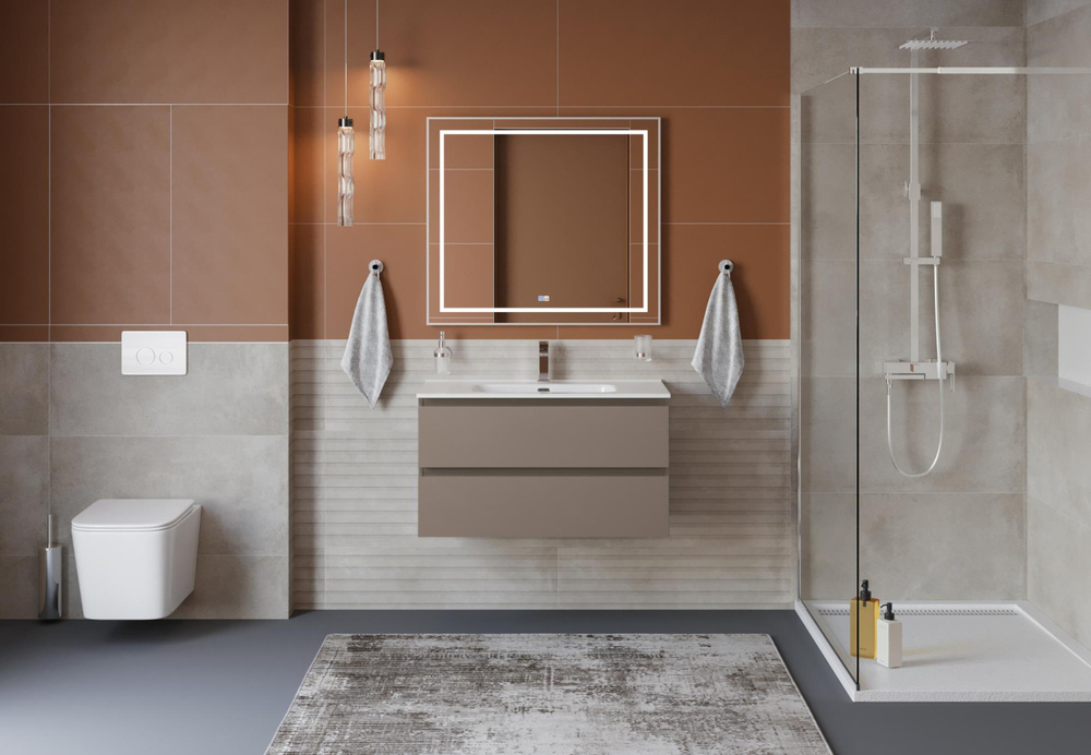 Тумба с раковиной подвесная BelBagno KRAFT-900-2C-SO-CO Бежевый матовый, раковина белая BB900ETL