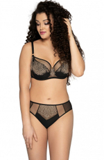 Бюстгальтер plus size с изысканной вышивкой в виде веточек (Размер: 95F) (Цвет: черный)