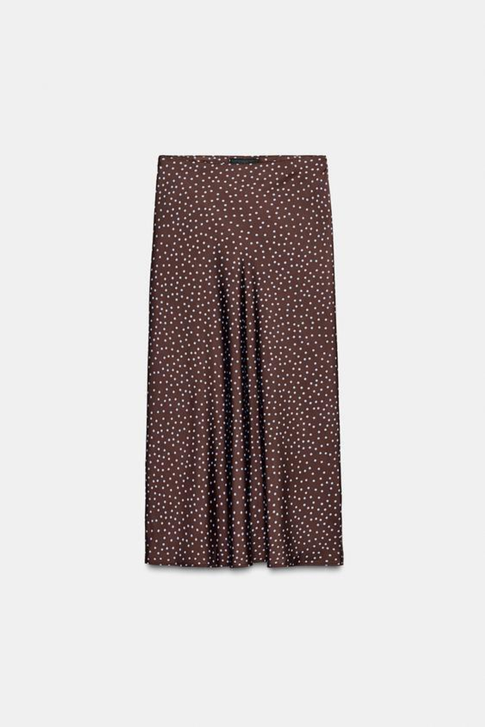 ZARA АТЛАСНАЯ ЮБКА МИДИ, КОРИЧНЕВЫЙ/СИНИЙ