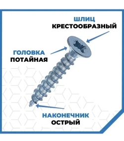 Саморезы 4х30 оцинкованные.25шт.