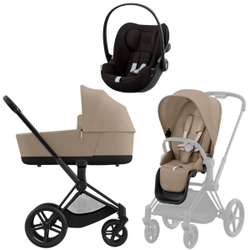 Коляска Cybex Priam IV Matt Black complete и автокресло Cloud G i-Size Magic Black 3 в 1 Cozy Beige
