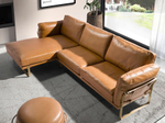 5-местный диван с левым шезлонгом из кожи цвета Camel 6231