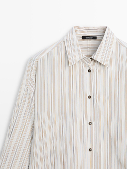 Massimo Dutti Рубашка из струящейся ткани в полоску, белый