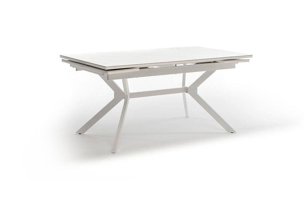"Меркурий" стол интерьерный раздвижной обеденный из керамики, цвет белый глянцевый