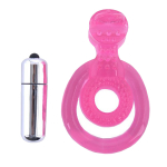 Розовая вибронасадка на пенис 2см и 3,5см со стимулятором клитора Язычок ToyFa Basic 888014