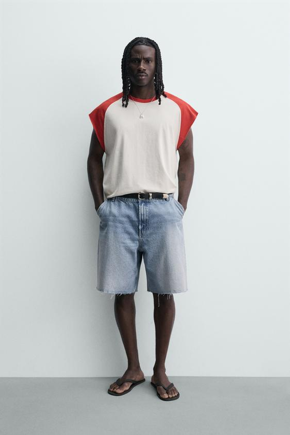 ZARA ДЖИНСОВЫЕ ШОРТЫ ЧИНОС RELAXED FIT, СИНИЙ