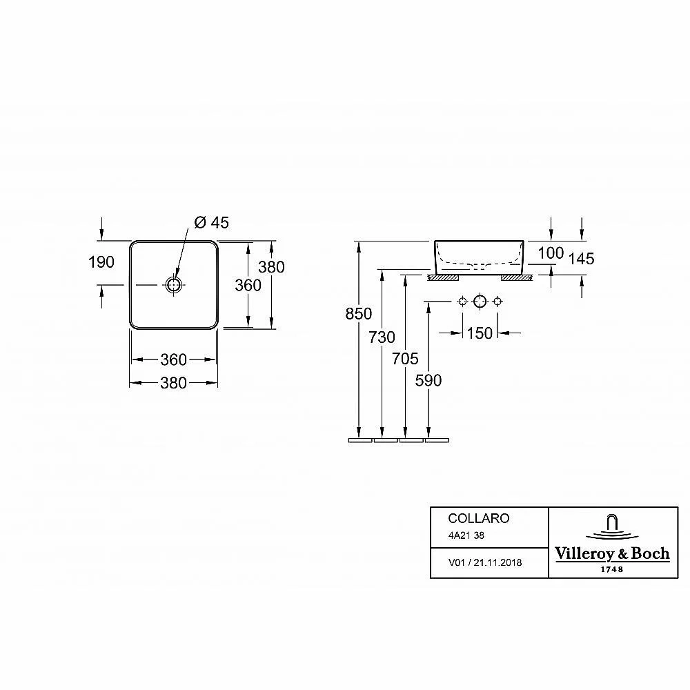 Раковина Villeroy&Boch Collaro 4A213801 альпийский белый