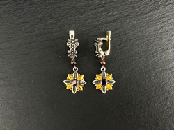 Серьги длинные "Огнецвет"