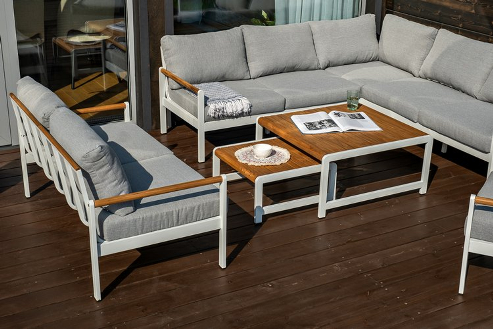 Лаунж зона из алюминия Joygarden МАЯ XL, White Matte (белый матовый), светло-серый