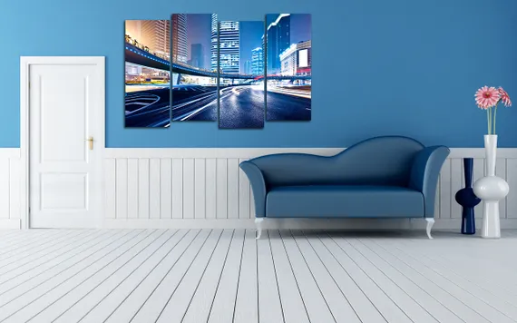 Модульная картина "Ночной мегаполис"