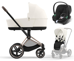 Коляска 3 в 1 Cybex Priam IV Rosegold complete и автокресло Aton B2 i-Size Volcano Black Off White