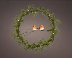 Декор рождественский Пара птиц в венке тепло-белого свечения, Kaemingk (687568)