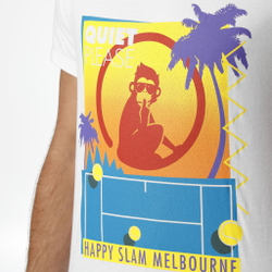 Мужское теннисное поло Quiet Please Happy Slam T-Shirt Men - White, Multicoloured