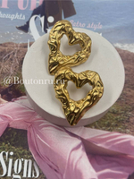 Серьги объемные золотистые в форме сердца