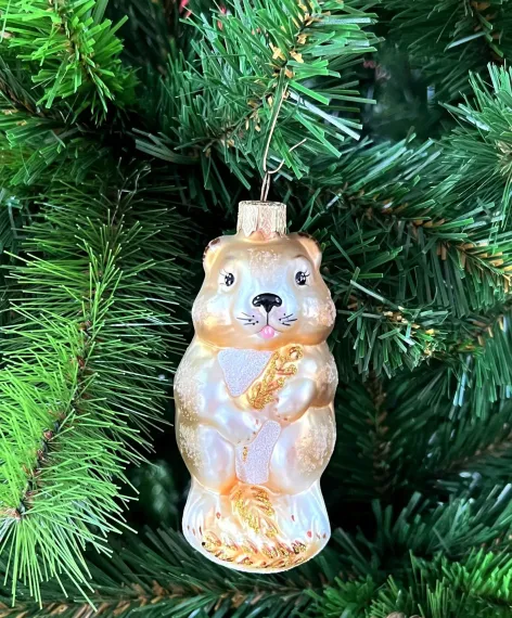 Елочное украшение Хомяк, стекло, 10,5 см., 1 шт., Витус (А250)