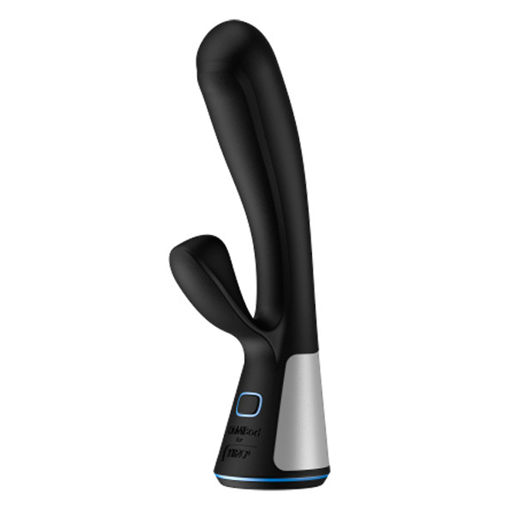 Черный интерактивный вибратор-кролик Kiiroo OhMiBod Fuse Vibrator Rabbit