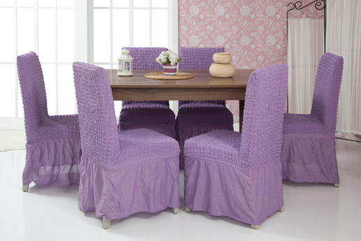 Чехол на стул с оборкой, цвет Лиловый, Набор 2 шт.