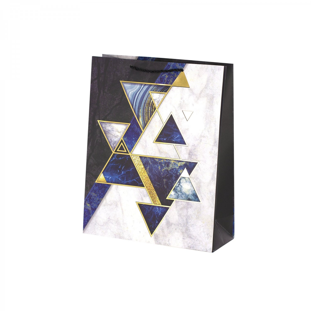 Пакет подарочный бумажный Alingar, (М) 18х24х8,5 см, вертикальный, "Геометрия", мат. ламинация, тиснение, ассорти