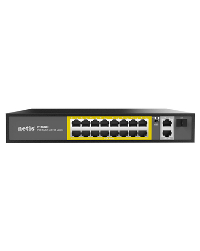 Неуправляемый PoE+ Ethernet коммутатор netis P116GH, 16 портов