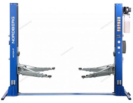 Подъемник двухстоечный 5 т, нижняя синхронизация, с электростопорами, 380 В, синий NORDBERG N4122AE-5B_380