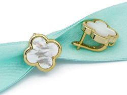 Серьги Клевер с перламутром