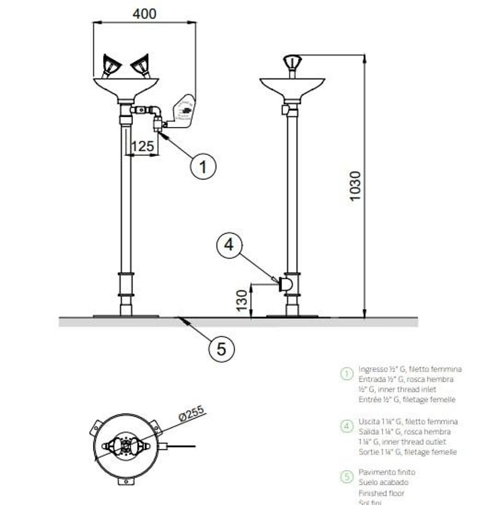 Аварийный фонтан напольный нерж. сталь BOCCHISF SC320SS зеленый