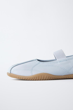 ZARA БАЛЕТКИ В СПОРТИВНОМ СТИЛЕ, СИНИЙ