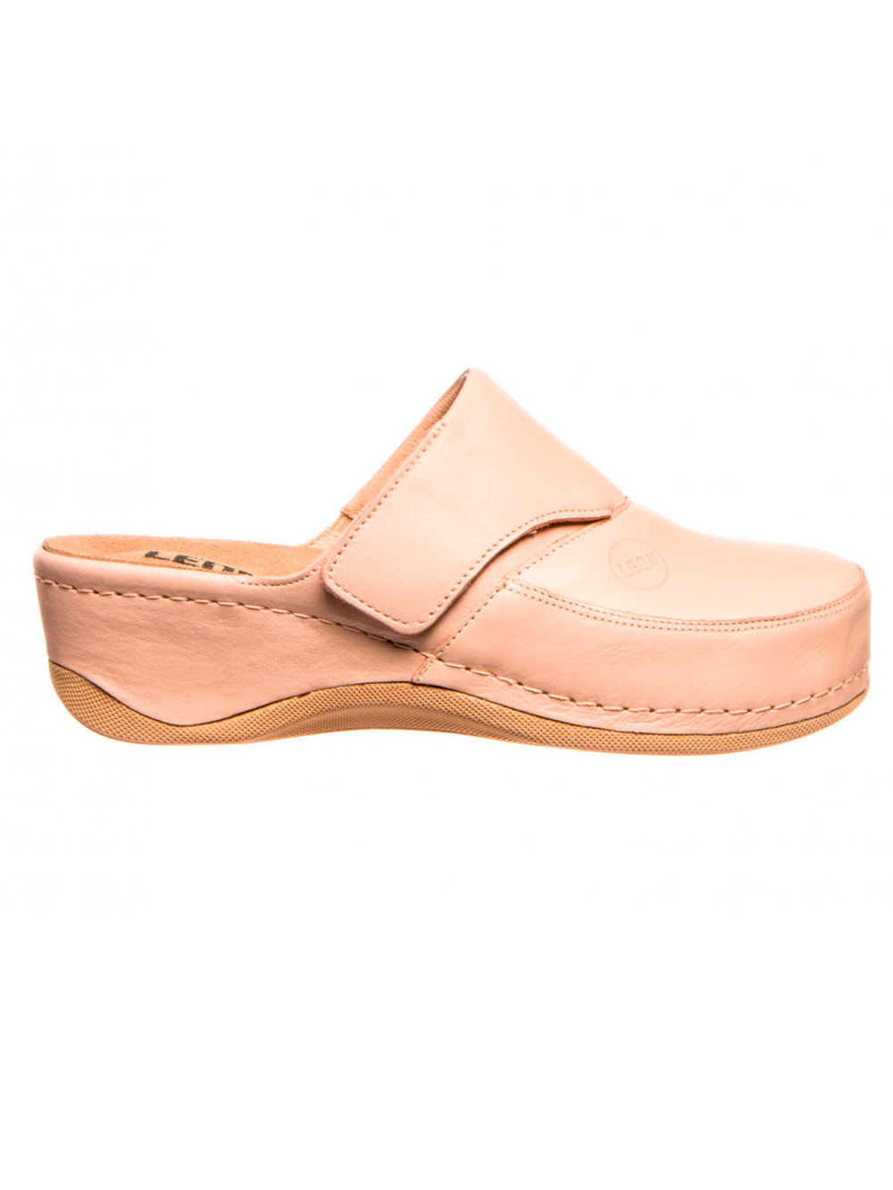 Тапочки-сабо Леон 2019 женские, на липучке, пудровые, 38