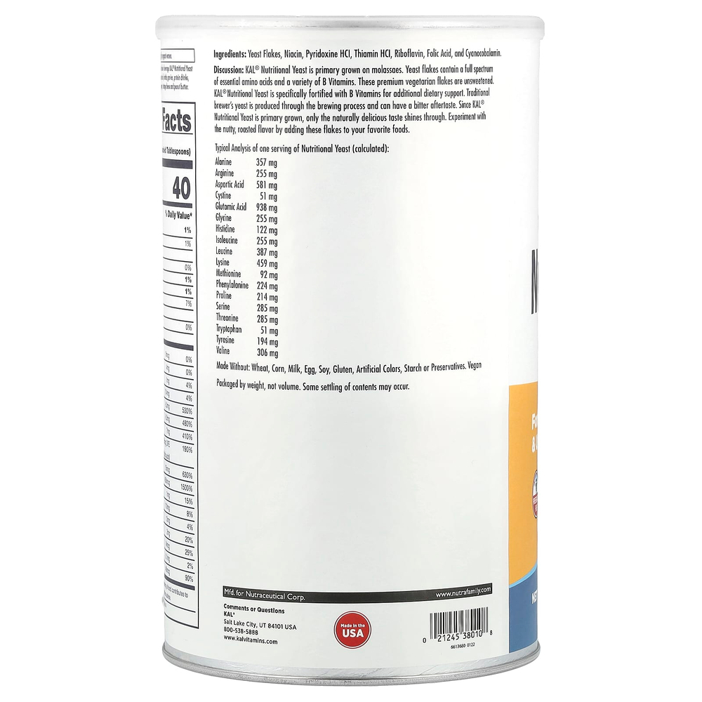 KAL, Пищевые дрожжи в хлопьях, 624 г (22 унции)