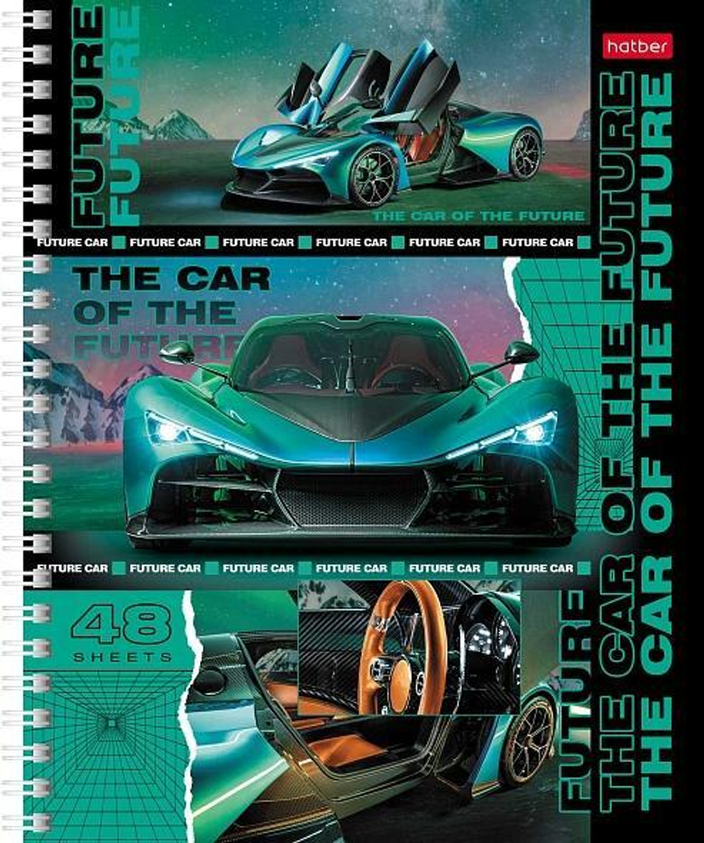 Тетрадь 48л А5ф клетка на гребне, ассорти "В мире авто" (Хатбер)