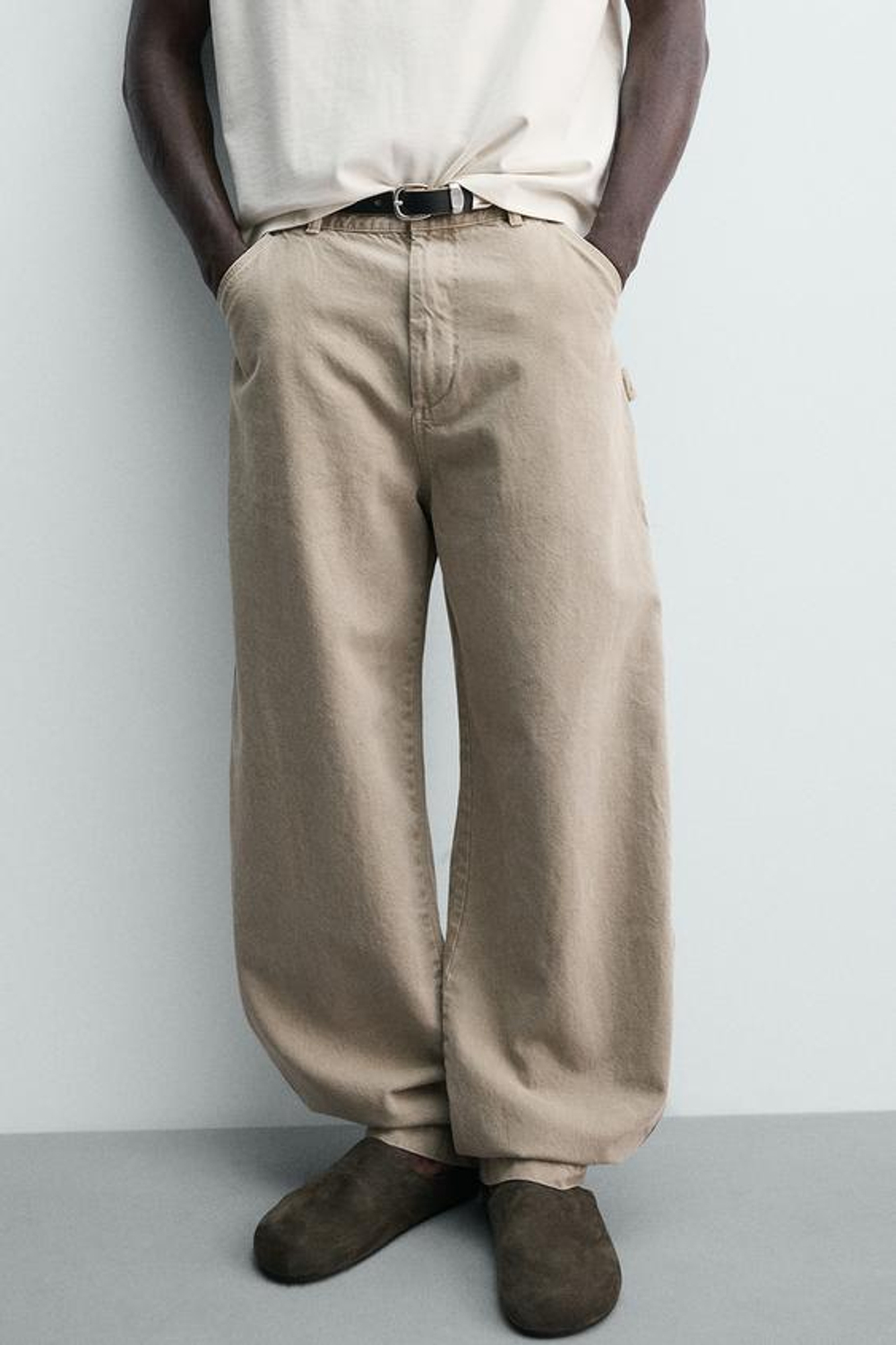 ZARA БРЮКИ RELAXED FIT КАРГО, СВЕТЛО-ПЕСОЧНЫЙ