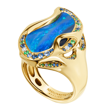 Кольцо с Опалом, Сапфирами, Цаворитами и Бриллиантами, R0028-20/1