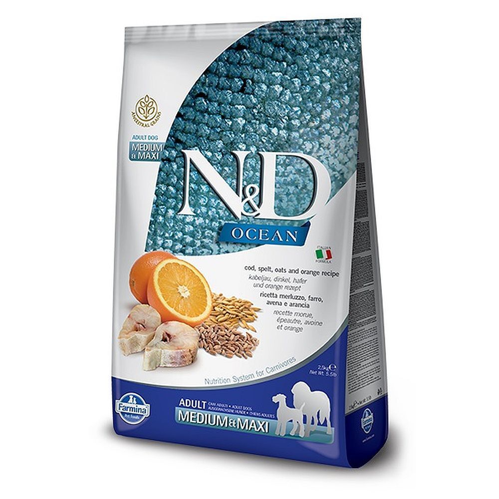 N&amp;D Low Grain 12кг малозерновой корм для ВЗРОСЛЫХ собак крупных пород с рыбой и апельсином