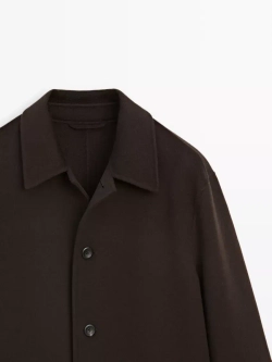 Massimo Dutti Длинное пальто из смесовой шерсти, коричневый