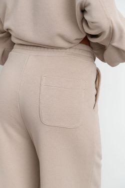 Джоггеры бананы без начеса из премиум футера серо-бежевого цвета