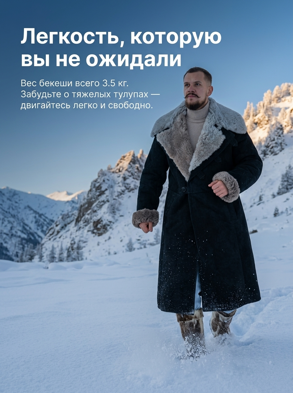 Бекеша из натуральной овчины ГОСТ: 7416-73 чёрная