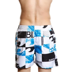 Мужские пляжные шорты Super Dy белые с голубым принтом Billa