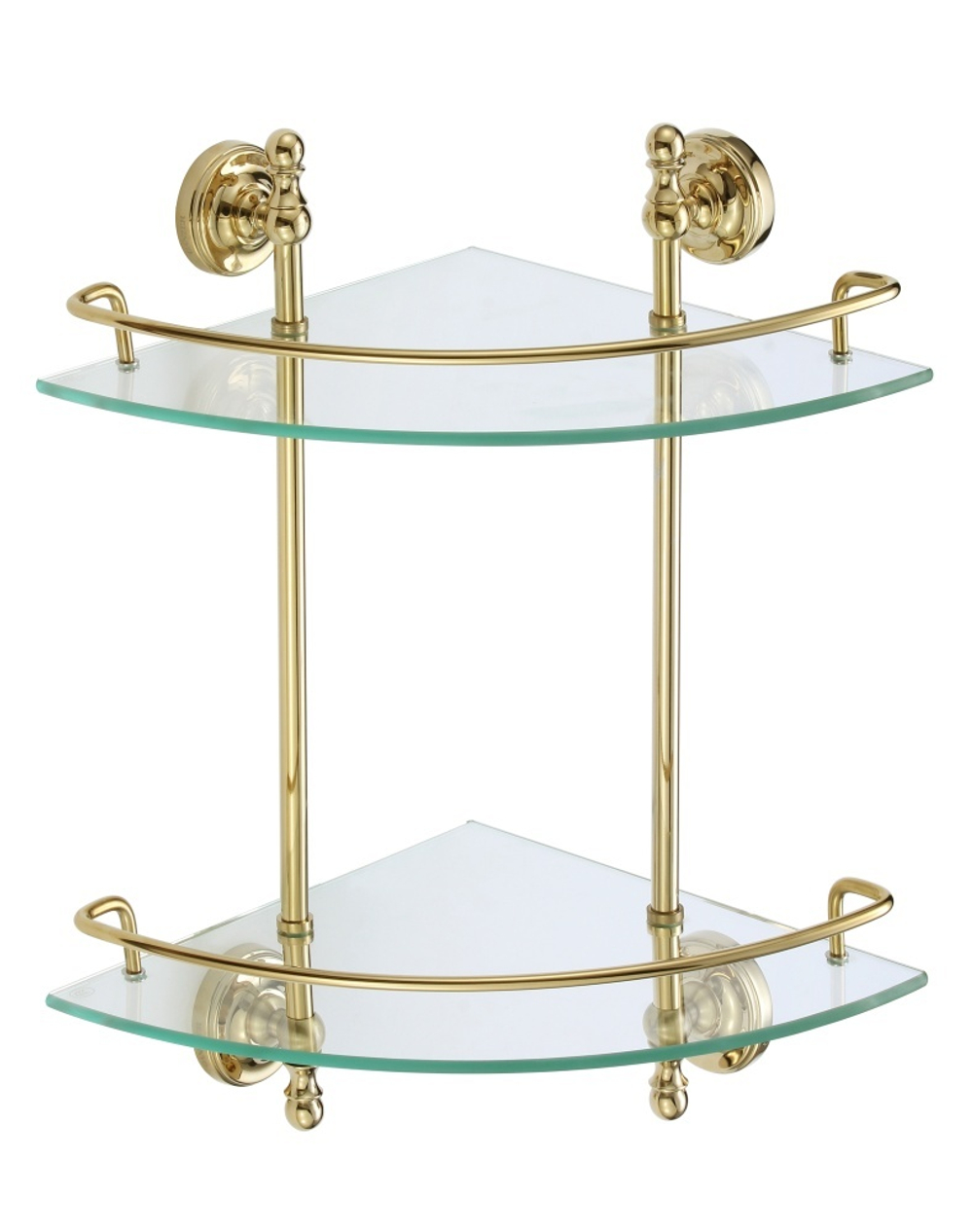 31082-E Угловая стеклянная 2-я полка (ЗОЛОТО) GANZER (5/1шт)