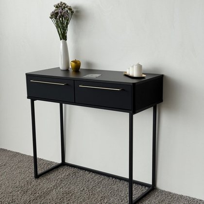 Туалетный столик консоль ROYAL 5211 эко (Черный-Черный-р.золото)