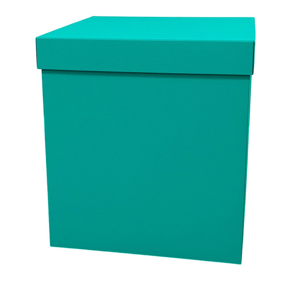 Большая коробка сюрприз для шаров бирюзовая (60х80) с надписью и бантом (оформленная) 