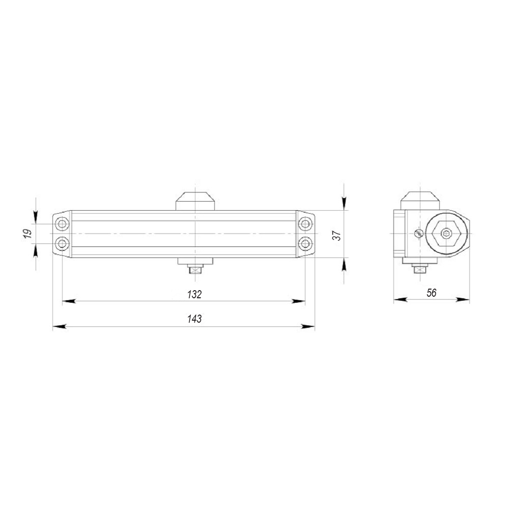 Доводчик дверной DCTR15-60 (TDR-60) 15-60кг AL алюминий