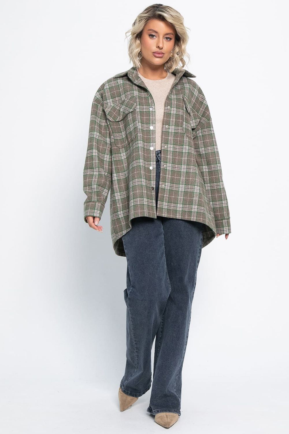 Пальто-рубашка Хармони (зелено-коричневая) Б15040-5М LT Collection