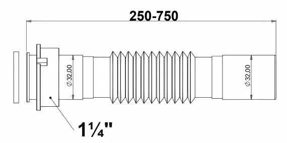 Труба гибкая раздвижная BETTOSERB 750мм 1"1/4 32 41006