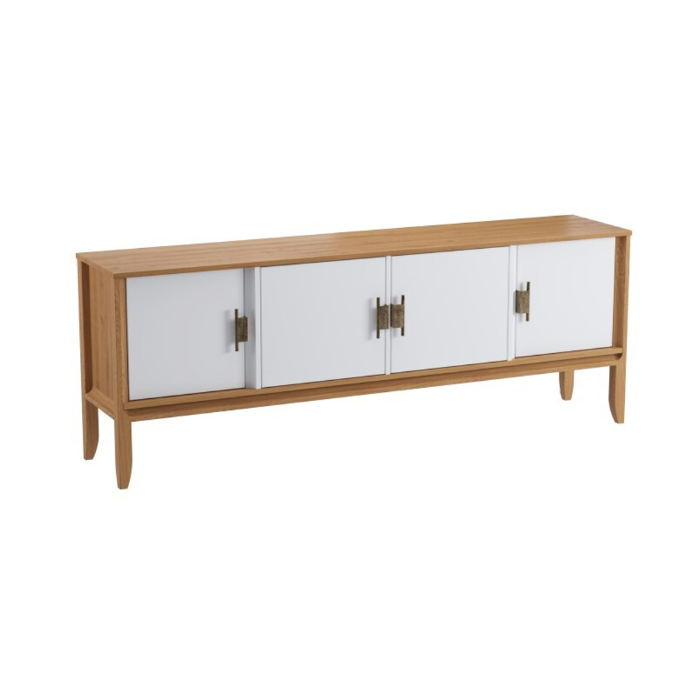 Тумба ТВ «Бридж» 4 двери браун/белый лак