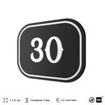 Номерок на дверь квартиры 30, для кабинета, офиса, шильдик 9 х 7 см, черный, Айдентика Технолоджи